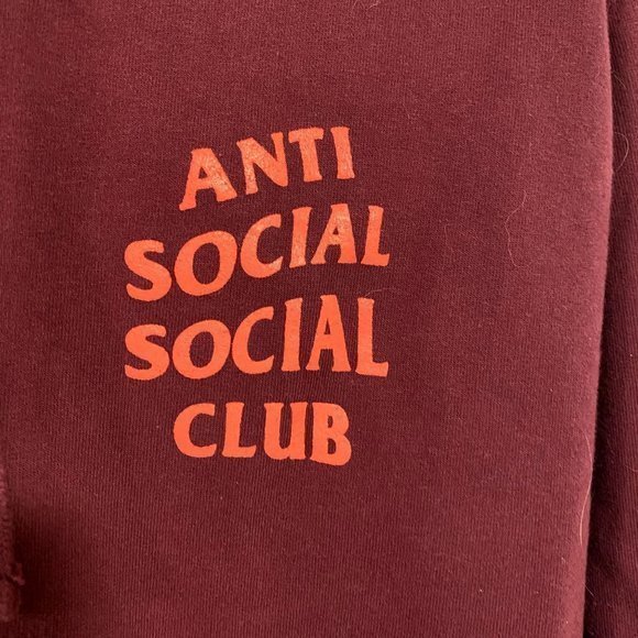 Anti Social Social Club Lost Feelies‎ Maroon Hoodie Size Small - Picture 2 of 7